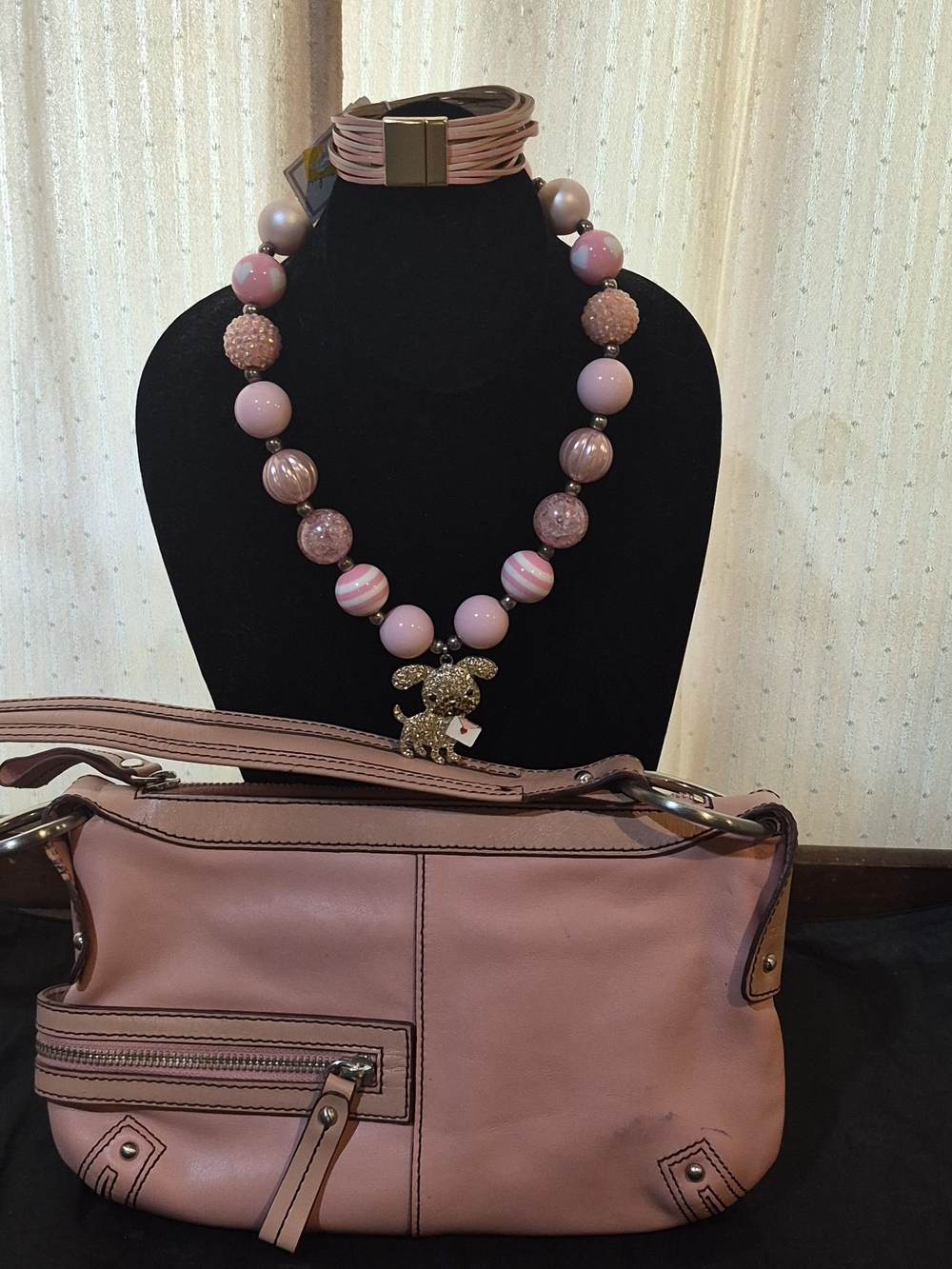 Y2K Kenneth Cole Pink Leather Purse And Jewelry Bundle